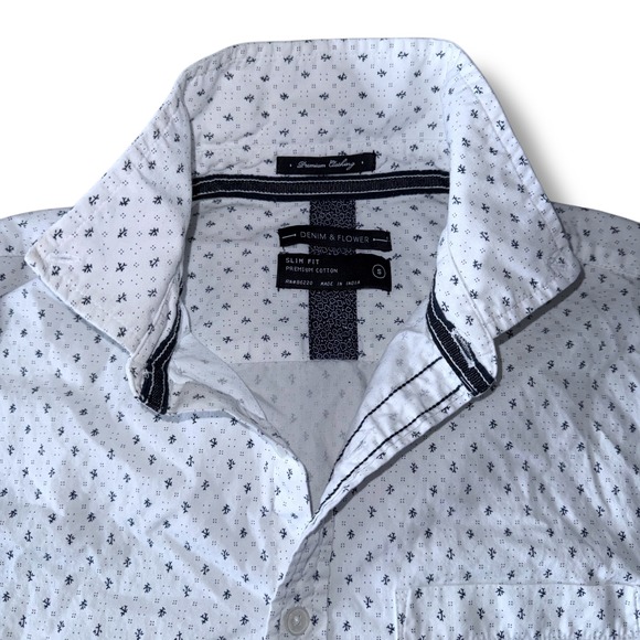 Denim & Flower Slim Fit Premium Cotton Button Down Shirt Small - Picture 2 of 10